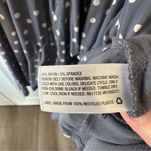 Isabel Maternity Dusty Blue Maternity Dress with Pale White Polka Dots | Size M - Picture 6 of 8